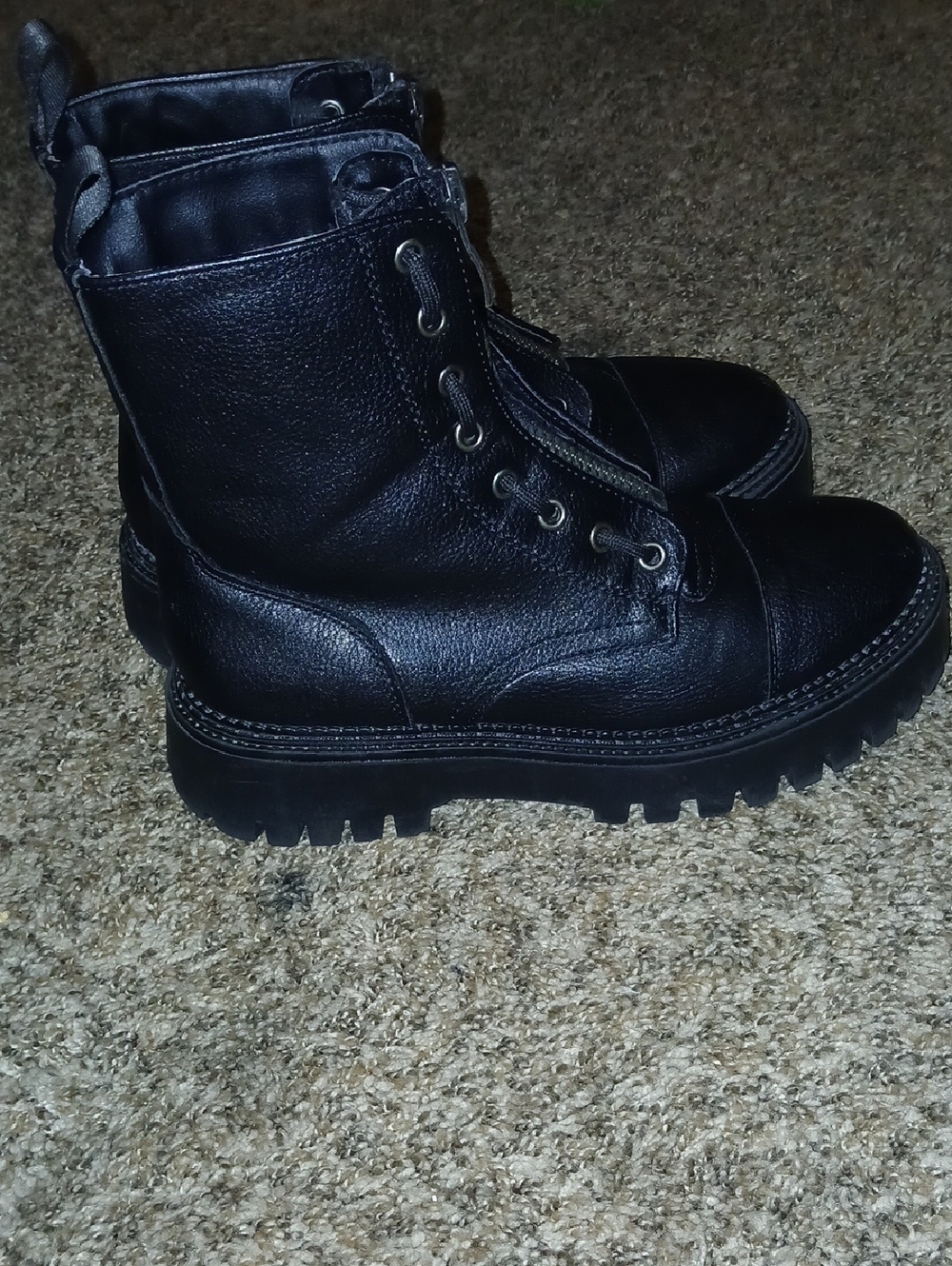 Womens Sincerely Jules Black Rugged Lug Sole Combat Parker Boot Sz: 8